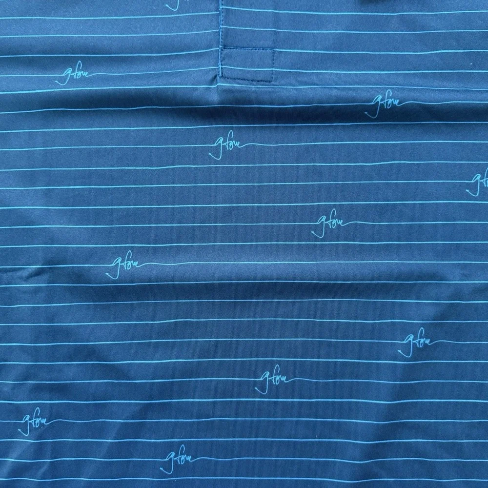Men's Navy Striped Performance Polo Shirt by G/Fore - Picture 5 of 9